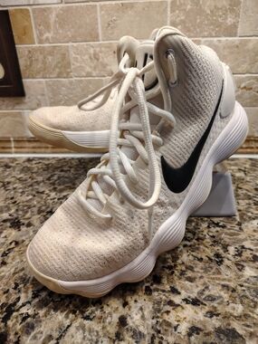 Nike Hyperdunk 2017 White Knit Basketball Sneakers with Black Swoosh